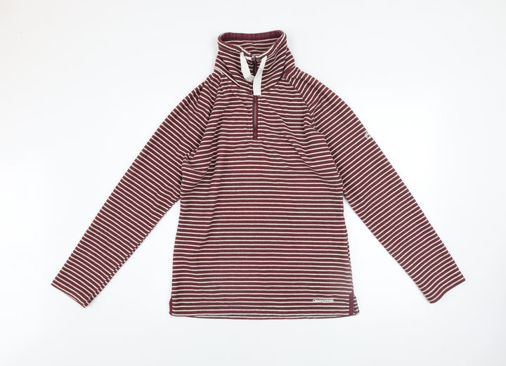 Craghoppers Women's Burgundy Striped 1/2 Zip Pullover Sweatshirt UK 10