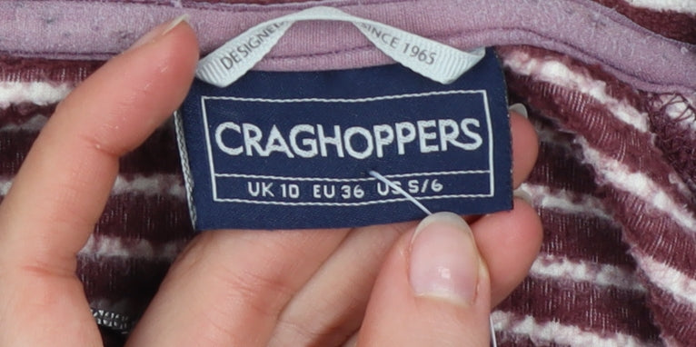 Craghoppers Women's Burgundy Striped 1/2 Zip Pullover Sweatshirt UK 10