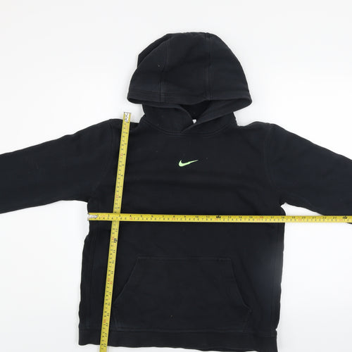 Nike Boys Black XL Hoodie Pullover Fleece Sweatshirt with Green Logo