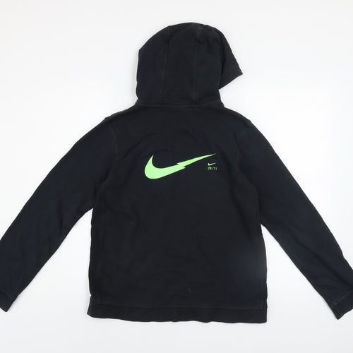 Nike Boys Black XL Hoodie Pullover Fleece Sweatshirt with Green Logo