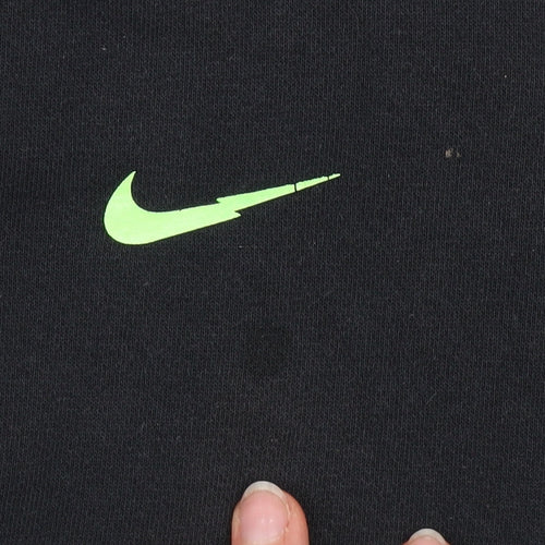 Nike Boys Black XL Hoodie Pullover Fleece Sweatshirt with Green Logo