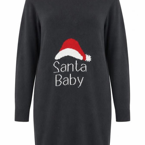 boohoo Women Black S Jumper Dress Santa Baby Christmas Knit