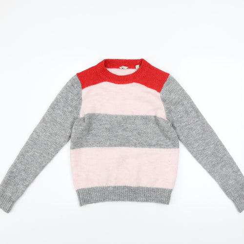 Jack Wills Women’s Multicoloured Crew Neck Striped Wool Blend Jumper Size 6