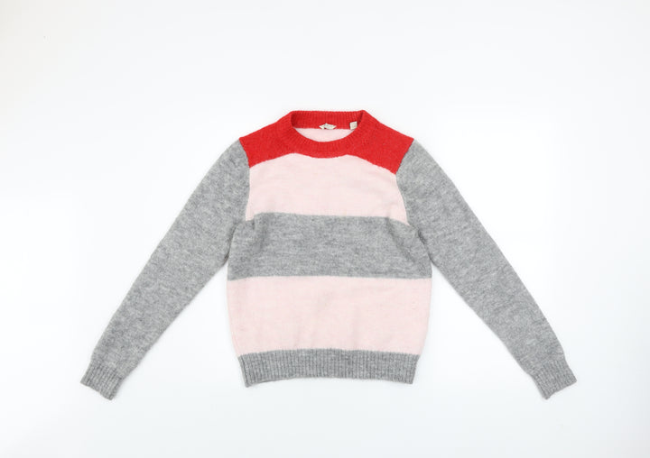 Jack Wills Women’s Multicoloured Crew Neck Striped Wool Blend Jumper Size 6