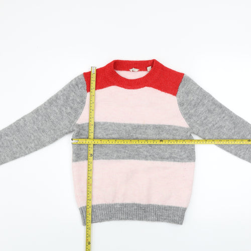 Jack Wills Women’s Multicoloured Crew Neck Striped Wool Blend Jumper Size 6