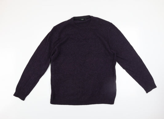 Thomas Nash Men’s Purple Wool Blend Crew Neck Jumper Size L