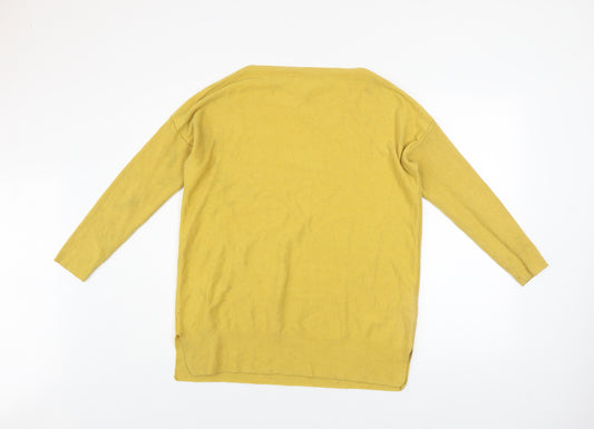 Joules Women Yellow Cotton Blend Boat Neck Long Sleeve Jumper UK 12