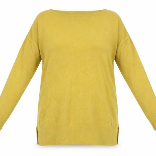 Joules Women Yellow Cotton Blend Boat Neck Long Sleeve Jumper UK 12