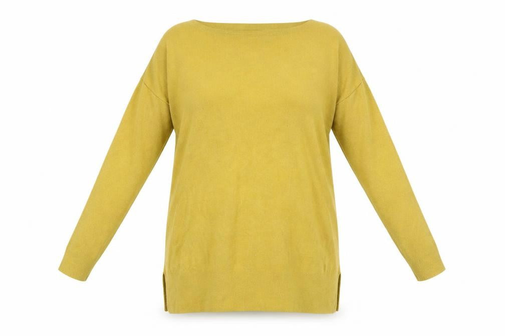 Joules Women Yellow Cotton Blend Boat Neck Long Sleeve Jumper UK 12