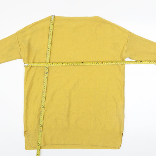 Joules Women Yellow Cotton Blend Boat Neck Long Sleeve Jumper UK 12
