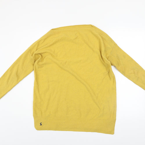 Joules Women Yellow Cotton Blend Boat Neck Long Sleeve Jumper UK 12