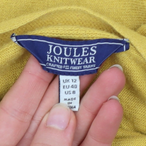 Joules Women Yellow Cotton Blend Boat Neck Long Sleeve Jumper UK 12