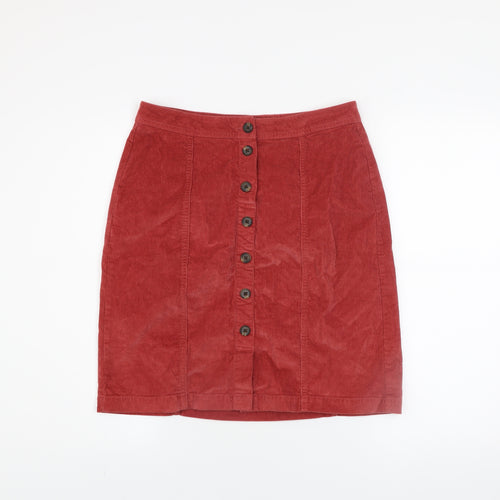 Denim jeans & Casuals Red Corduroy Knee Length Skirt Women M Button Front