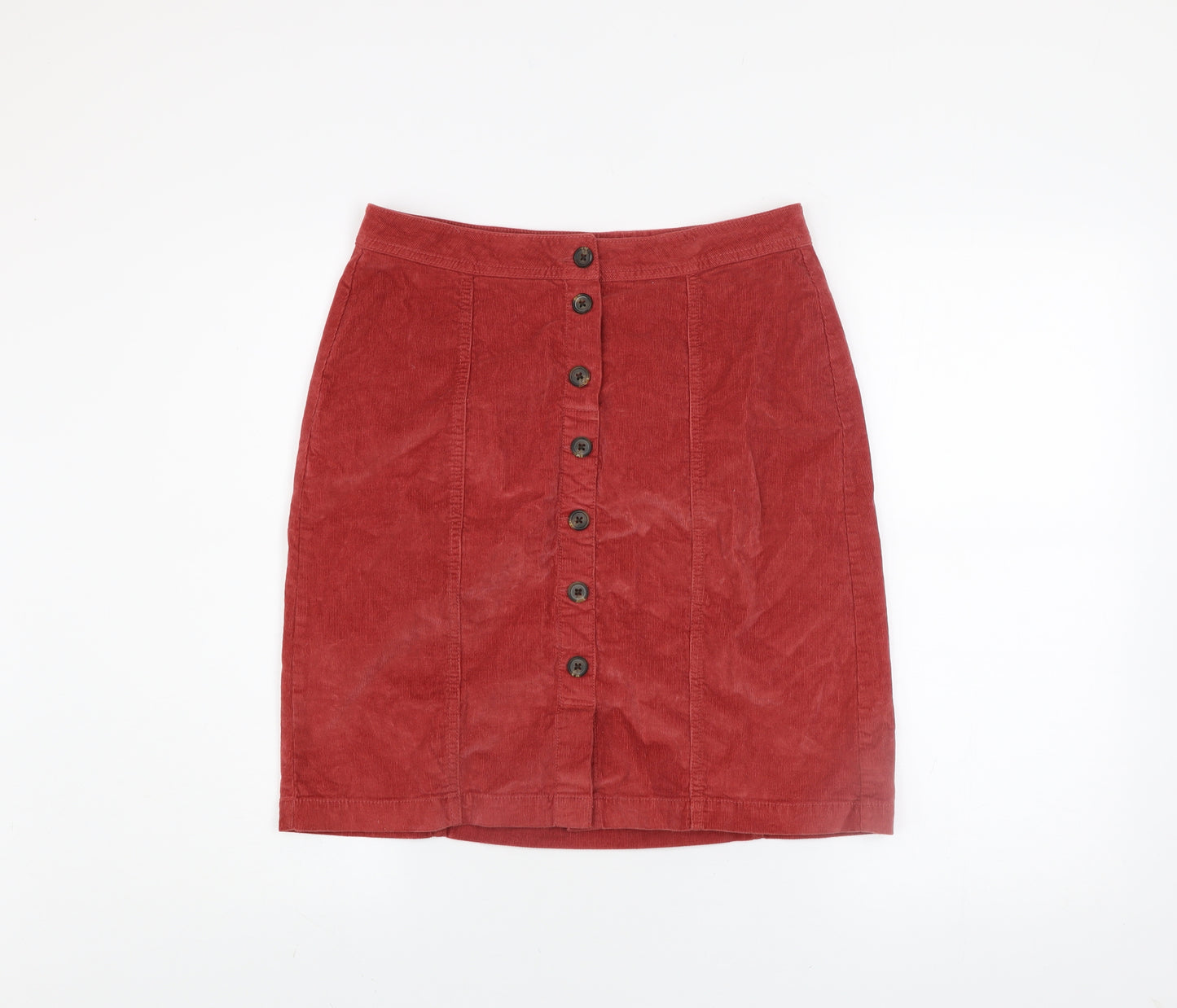 Denim jeans & Casuals Red Corduroy Knee Length Skirt Women M Button Front