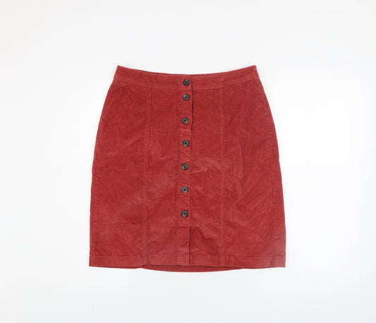 Denim jeans & Casuals Red Corduroy Knee Length Skirt Women M Button Front