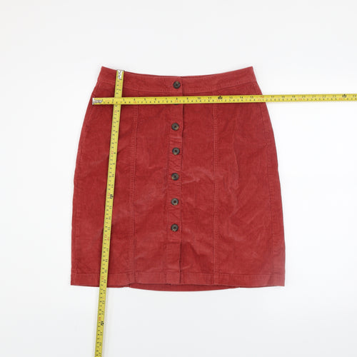 Denim jeans & Casuals Red Corduroy Knee Length Skirt Women M Button Front