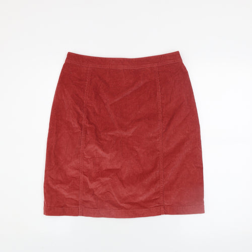 Denim jeans & Casuals Red Corduroy Knee Length Skirt Women M Button Front