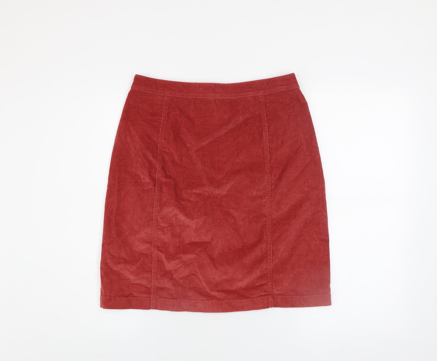 Denim jeans & Casuals Red Corduroy Knee Length Skirt Women M Button Front