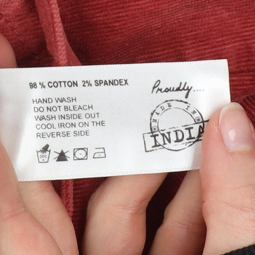 Denim jeans & Casuals Red Corduroy Knee Length Skirt Women M Button Front