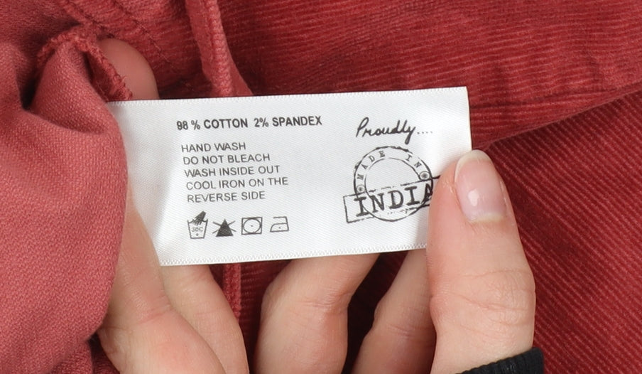 Denim jeans & Casuals Red Corduroy Knee Length Skirt Women M Button Front