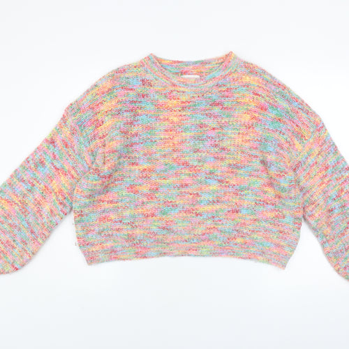 Apricot Womens Multicoloured Chunky Knit Crew Neck Jumper Size 16