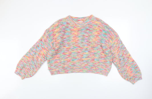 Apricot Womens Multicoloured Chunky Knit Crew Neck Jumper Size 16