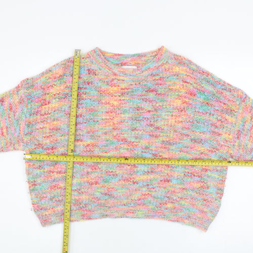 Apricot Womens Multicoloured Chunky Knit Crew Neck Jumper Size 16