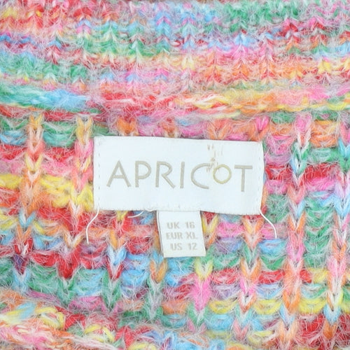 Apricot Womens Multicoloured Chunky Knit Crew Neck Jumper Size 16