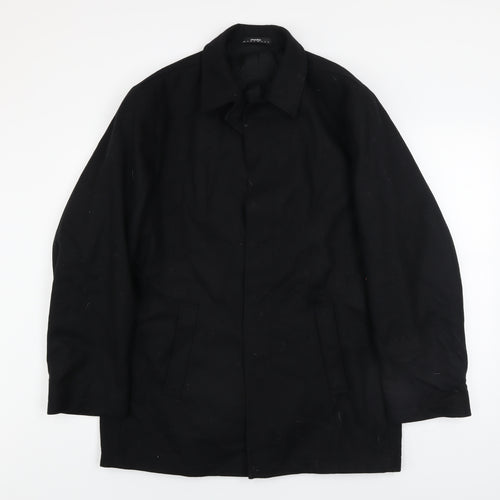 Moto Mens Black Wool Blend Mid-Length Overcoat Size M