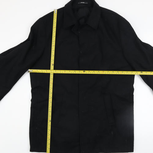 Moto Mens Black Wool Blend Mid-Length Overcoat Size M