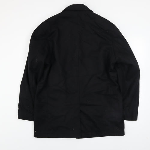 Moto Mens Black Wool Blend Mid-Length Overcoat Size M