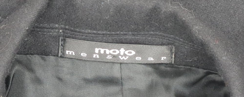 Moto Mens Black Wool Blend Mid-Length Overcoat Size M