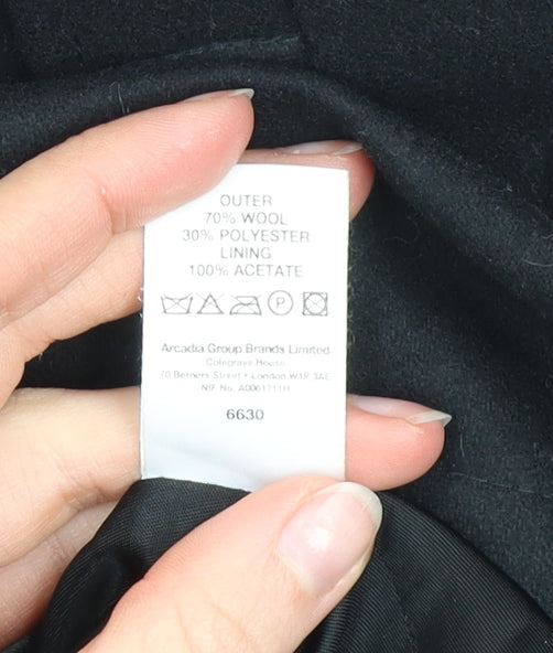 Moto Mens Black Wool Blend Mid-Length Overcoat Size M