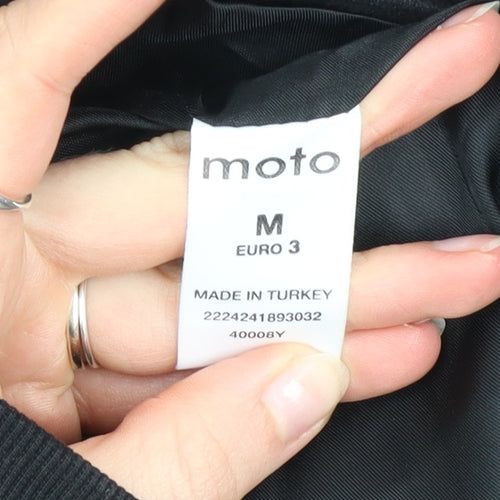Moto Mens Black Wool Blend Mid-Length Overcoat Size M