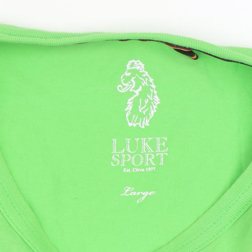 Luke Sport Men's Green Cotton Crew Neck T-Shirt Size L