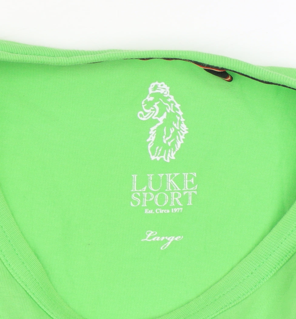 Luke Sport Men's Green Cotton Crew Neck T-Shirt Size L