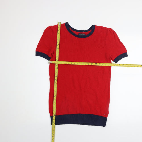 Tommy Hilfiger Men Red Knit Crew Neck Short Sleeve Jumper M