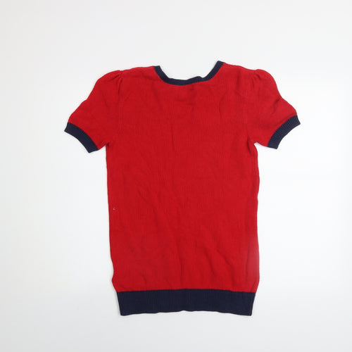 Tommy Hilfiger Men Red Knit Crew Neck Short Sleeve Jumper M