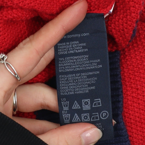 Tommy Hilfiger Men Red Knit Crew Neck Short Sleeve Jumper M