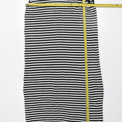 John Lewis Anyday Women Black White Striped Knit Shift Dress M