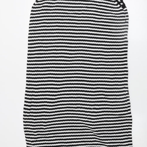 John Lewis Anyday Women Black White Striped Knit Shift Dress M