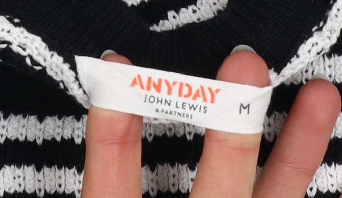 John Lewis Anyday Women Black White Striped Knit Shift Dress M