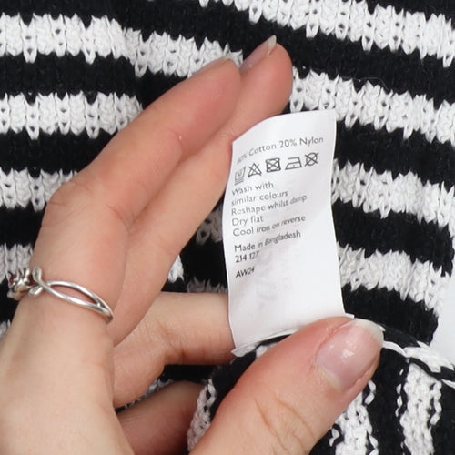 John Lewis Anyday Women Black White Striped Knit Shift Dress M