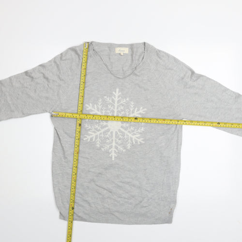 Linea Women Grey Snowflake Pullover Jumper Size L Winter Knit