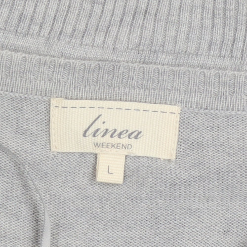 Linea Women Grey Snowflake Pullover Jumper Size L Winter Knit