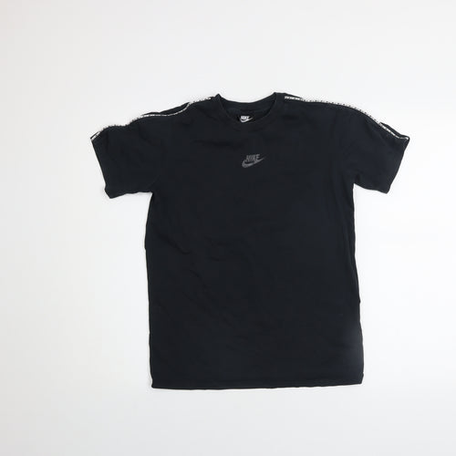 Nike Boys Black Logo Sports T-Shirt Size 158cm Short Sleeve Cotton Blend