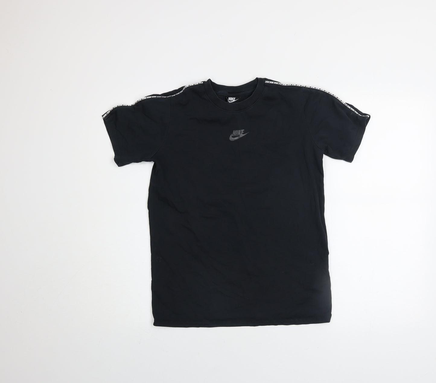 Nike Boys Black Logo Sports T-Shirt Size 158cm Short Sleeve Cotton Blend