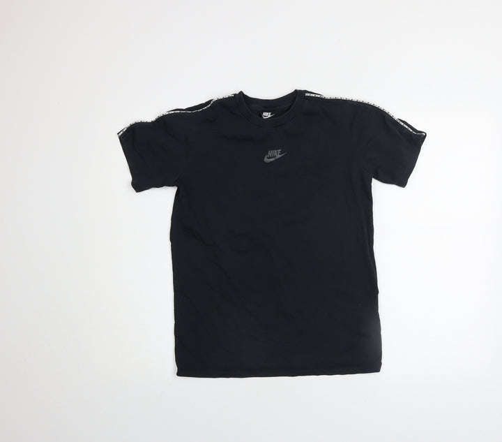 Nike Boys Black Logo Sports T-Shirt Size 158cm Short Sleeve Cotton Blend