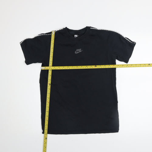 Nike Boys Black Logo Sports T-Shirt Size 158cm Short Sleeve Cotton Blend