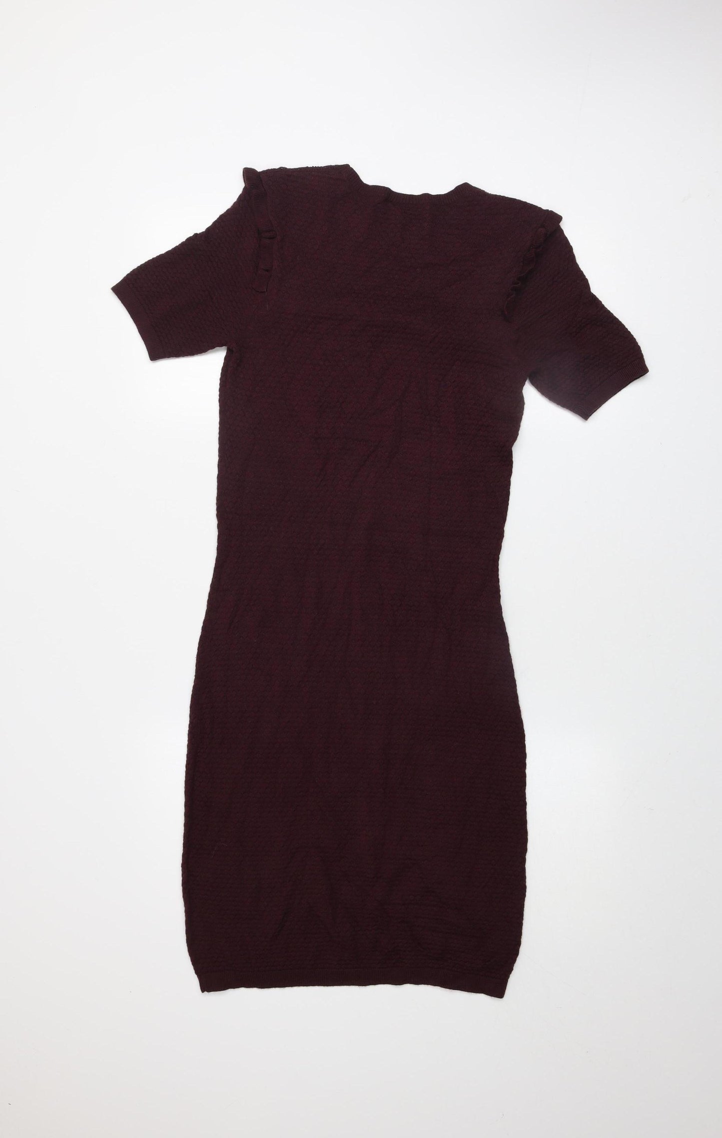 Warehouse Women’s Purple Knit Bodycon Dress Size 10 Short Sleeve